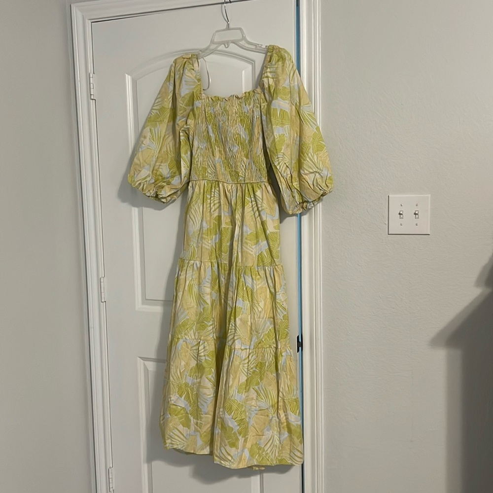 Karlie The impeccable Pig Tropical Leaf Poplin Smock Maxi Dress Large - Picture 8 of 10